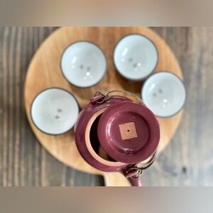 Asian Ceremonial Tea Set Ceramic/Clay with 4 cups and teapot.